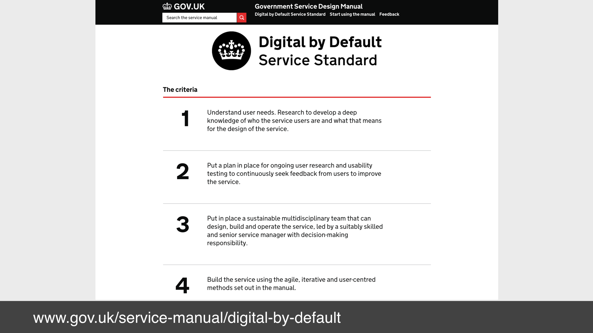 Digital by default service standard